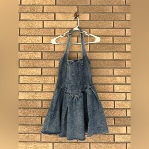 NWT Windsor Darling Charm- halter pleated denim skater dress